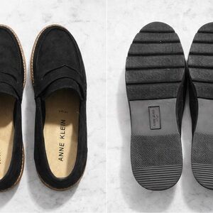 Anne Klein Black Suede Penny Loafers – Classic Comfort – NWOT